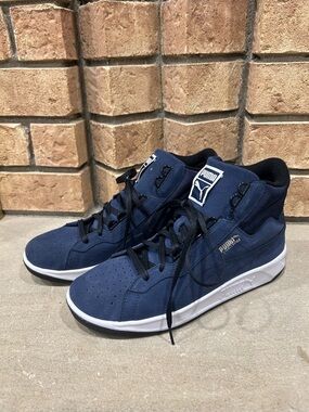 Puma Challenge High Top Sneakers Mens Size 9 Navy Blue Suede NWOT